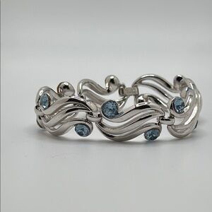Trifari Silver Bracelet with Blue Accents